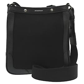 Burberry-Burberry Black Leather and Canvas Shoulder Bag-Black