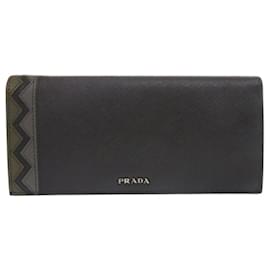 Prada-Prada Saffiano Bi-fold Long Wallet-Black