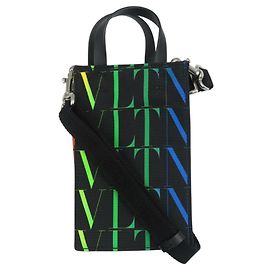 Valentino Garavani Black Multicolor Canvas Shoulder Bag Black Multiple colors