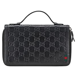 Gucci-Gucci Guccissima Travel Case Long Wallet-Black