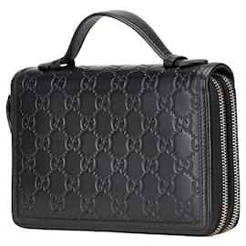 Gucci-Gucci Guccissima Travel Case Long Wallet-Black