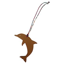 Hermès-Hermes Petit H Dolphin Epsom Leather Bag Charm-Brown,Pink