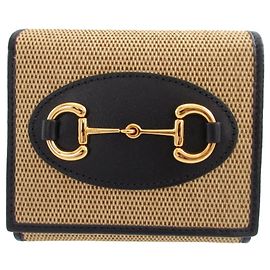 Gucci 621891 Cartera Compacta Horsebit 1955 Beige Azul marino