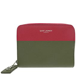 Yves Saint Laurent-Yves Saint Laurent Red Leather Bi-fold Wallet-Red