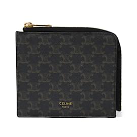 Céline-Celine Black Canvas Coin Purse-Black