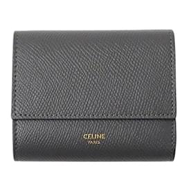 Céline-Celine Women's Tri-fold Leather Wallet in Gray-Brown