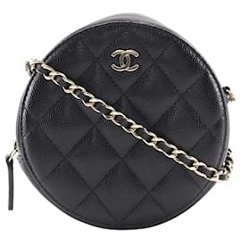 Chanel-Chanel Matelasse Round Mini Chain Shoulder Bag-Black
