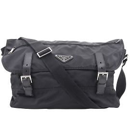 Bolsa de ombro em nylon Prada preta Preto