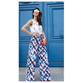 Chanel-Rare Chanel 16P Runway Wide Leg Silk Trouser Pants FR 36-Multiple colors