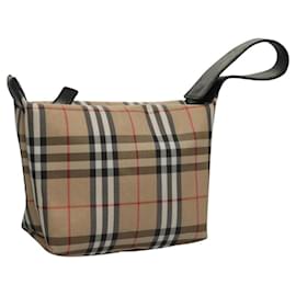 Autre Marque-Burberrys Nova Check Hand Bag Nylon Beige Silver Auth mr1169-Silvery,Beige