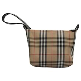 Autre Marque-Burberrys Nova Check Hand Bag Nylon Beige Silver Auth mr1169-Silvery,Beige