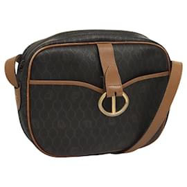 Christian Dior-Christian Dior Honeycomb Canvas Shoulder Bag PVC Leather Black Auth mr1164-Black