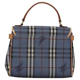 Autre Marque-Burberrys Nova Check Hand Bag PVC Leather 2way Blue Auth th5802-Blue
