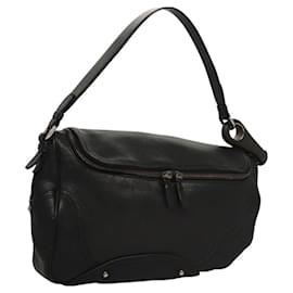 Céline-CELINE Shoulder Bag Leather Black Silver Auth nb404-Black,Silvery