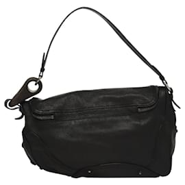 Céline-CELINE Shoulder Bag Leather Black Silver Auth nb404-Black,Silvery