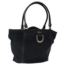 GUCCI GG Canvas Tote Bag Black Gold 211982 Auth 116603 Black Golden