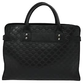 Gucci-GUCCI GG Canvas Guccissima Business Bag Leather Black Auth BD1923-Black