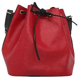 Louis Vuitton-LOUIS VUITTON Epi Petit Noe Shoulder Bag Bicolor Black Red M44017 LV Auth BD1236-Black,Red