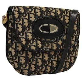 Christian Dior-Christian Dior Trotter Canvas Shoulder Bag Black Auth ep8209-Black