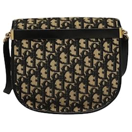 Christian Dior-Christian Dior Trotter Canvas Shoulder Bag Black Auth ep8209-Black