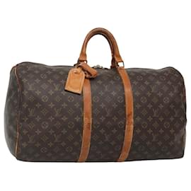 Louis Vuitton-LOUIS VUITTON Monogram Keepall 55 Boston Bag M41424 LV Auth BD1433-Monogram