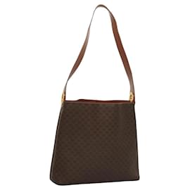 Céline-CELINE Macadam Canvas Shoulder Bag PVC Leather Brown Gold Auth mr1160-Brown,Golden