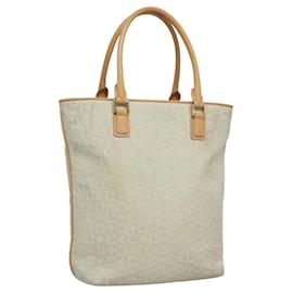 Céline-CELINE C Macadam Canvas Tote Bag Suede White Gold Auth mr1231-White,Golden