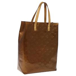 LOUIS VUITTON Monogram Vernis Reade MM Bolsa de Mano Bronce M91143 LV Auth ep8272 Bronce