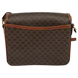 Céline-CELINE Macadam Canvas Shoulder Bag PVC Leather Brown Gold Auth 116597-Brown,Golden