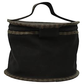 Fendi-FENDI Pecan Canvas Vanity Pouch PVC Black Silver Auth nb316-Black,Silvery