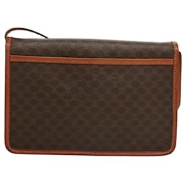 Céline-CELINE Macadam Canvas Shoulder Bag PVC Leather Brown Gold Auth ki5627-Brown,Golden