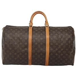 Louis Vuitton-LOUIS VUITTON Monogram Keepall 55 Boston Bag M41424 LV Auth BD1183-Monogram
