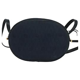 Christian Dior-Christian Dior Honeycomb Canvas Shoulder Bag Gold Navy Auth BD1407-Golden,Navy blue