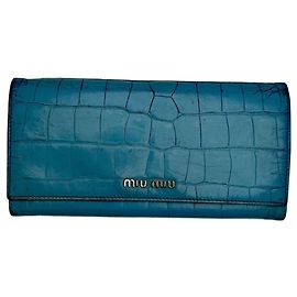 Vintage Miu Miu Leather Wallet Blue Blue