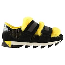 Dolce & Gabbana-Leather sneakers-Yellow