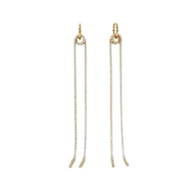Céline-Celine Clear and Gold Drop Earrings-Golden,Other