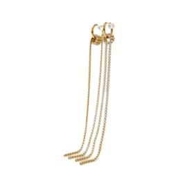 Céline-Celine Clear and Gold Drop Earrings-Golden,Other