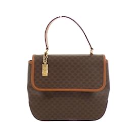 Céline-Celine Brown Coated Canvas Handbag-Brown