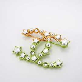 Chanel-Chanel Gold Plated Brooch with Rhinestones-Golden