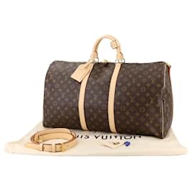 Louis Vuitton-Louis Vuitton Monogram Keepall Bandouliere 55-Brown,Monogram