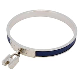 Hermès-Hermes Kelly Metal Bangle in Blue and Silver-Silvery,Blue