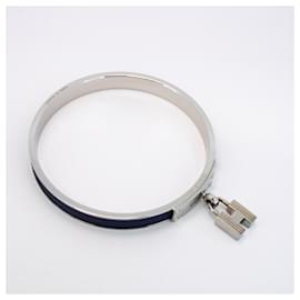 Hermès-Hermes Kelly Metal Bangle in Blue and Silver-Silvery,Blue