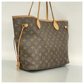 Louis Vuitton-Louis Vuitton Monogram Neverfull MM Tote Bag-Brown,Fuschia