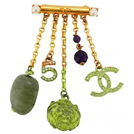 Chanel-Chanel Brooch with Lion Motif-White,Golden,Green,Purple