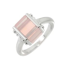 Louis Vuitton-Louis Vuitton White Gold Band Ring with Pink Quartz-Golden