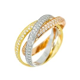 Cartier-Cartier Trinity Ring with Pavé Diamonds-Golden
