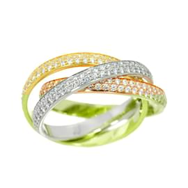 Cartier-Cartier Trinity Ring with Pavé Diamonds-Golden