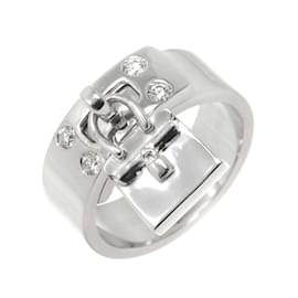 Hermès-Hermes 18K White Gold Diamond Band Ring-Golden