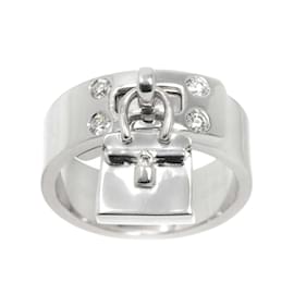 Hermès-Hermes 18K White Gold Diamond Band Ring-Golden
