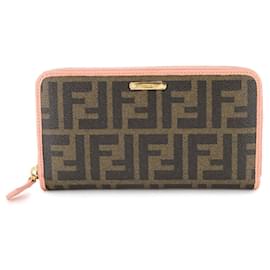 Fendi-Fendi Zucca Pattern Long Wallet-Brown,Pink